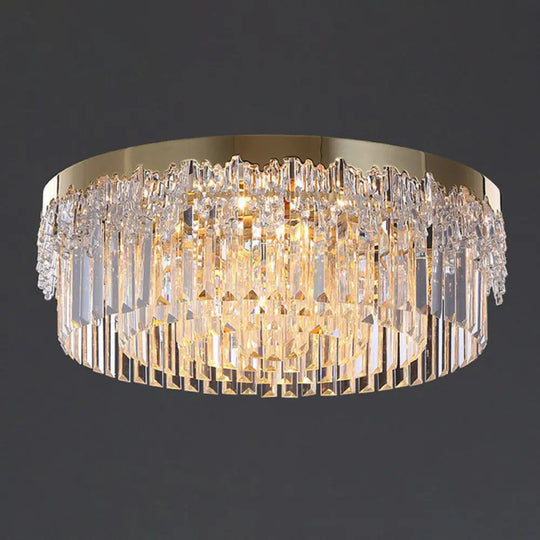 Prismatic Crystal Ceiling Lamp With Gold Finish / 23.5’