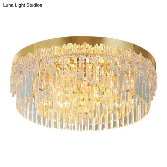 Prismatic Crystal Ceiling Lamp With Gold Finish