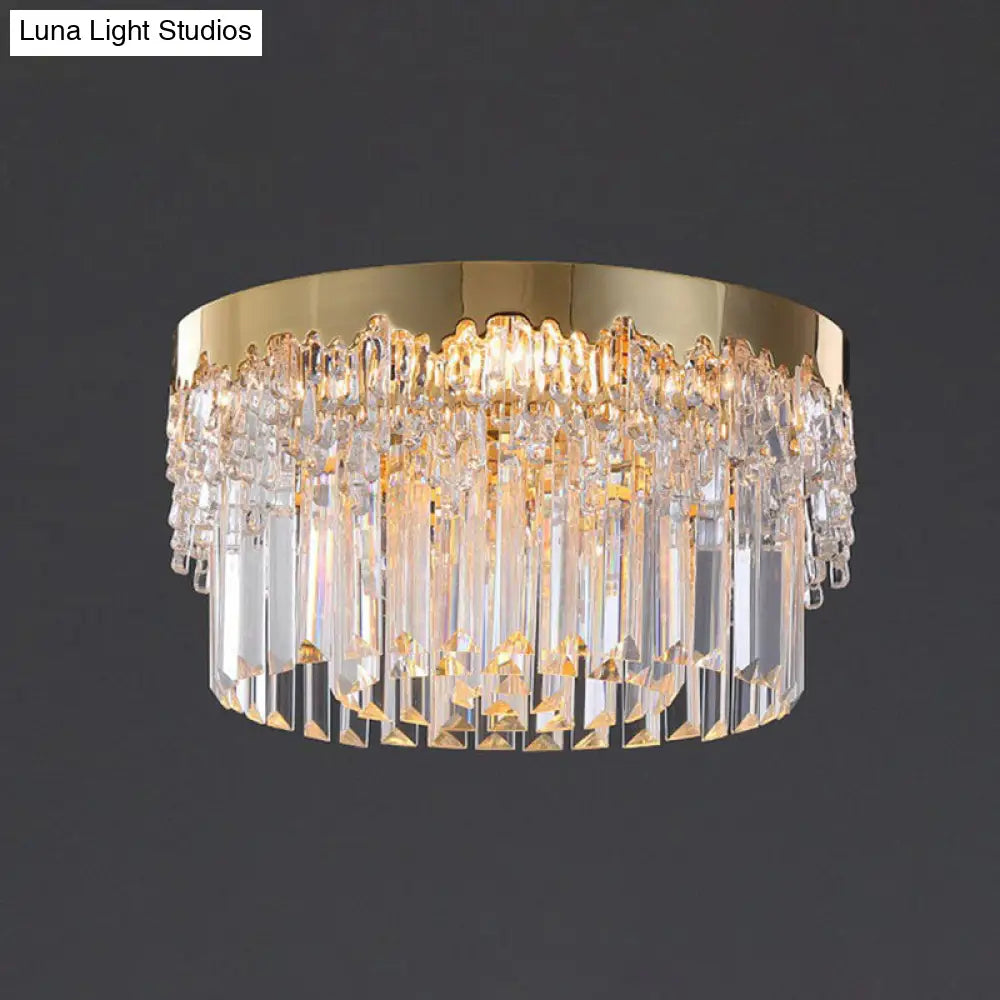 Prismatic Crystal Ceiling Lamp With Gold Finish / 14