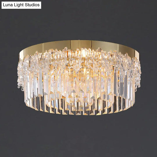 Prismatic Crystal Ceiling Lamp With Gold Finish / 19