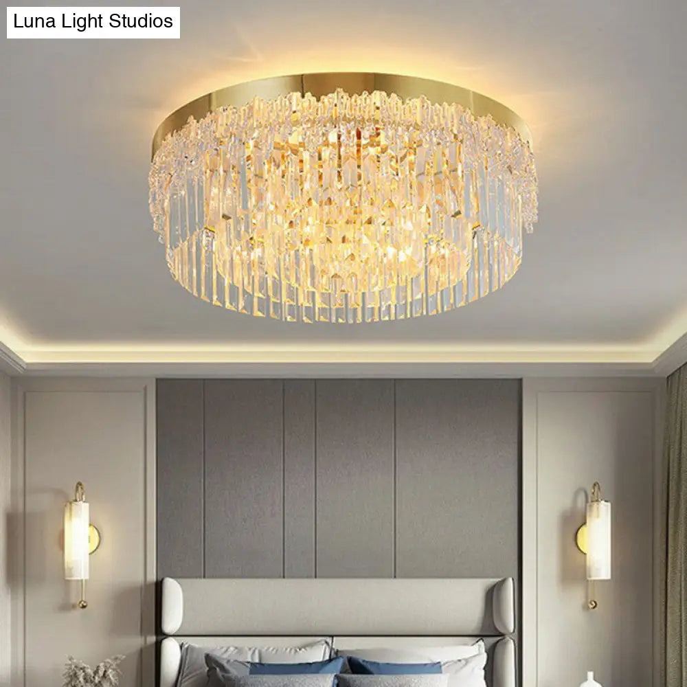 Prismatic Crystal Ceiling Lamp With Gold Finish