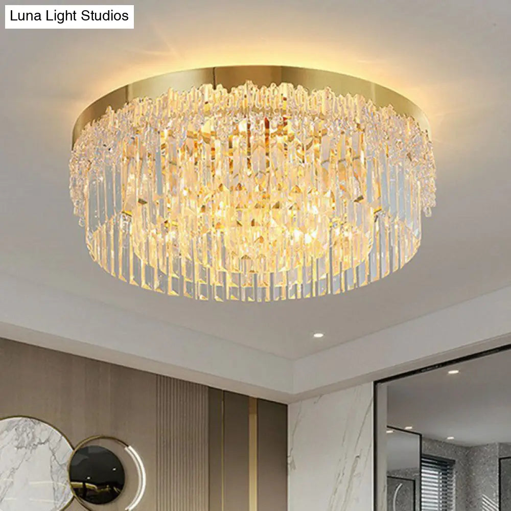 Prismatic Crystal Ceiling Lamp With Gold Finish