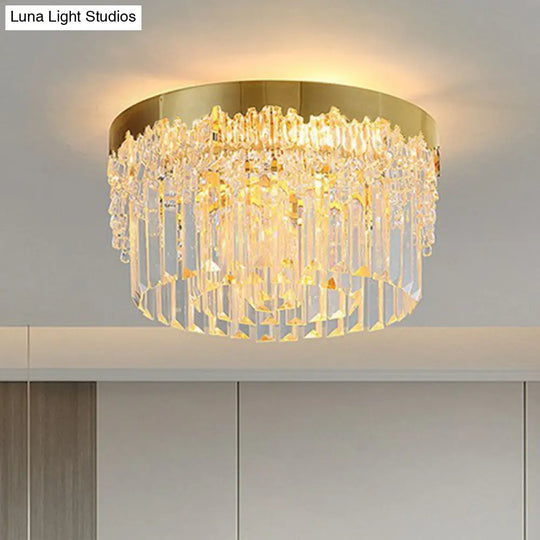 Prismatic Crystal Ceiling Lamp With Gold Finish