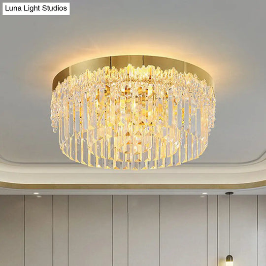 Prismatic Crystal Ceiling Lamp With Gold Finish