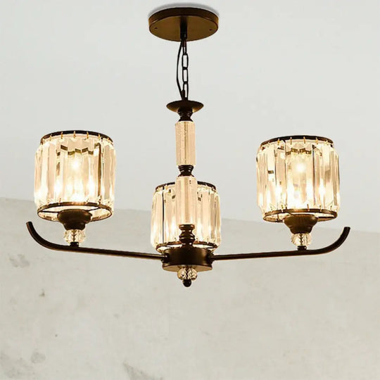 Prismatic Crystal Chandelier Light: Black Cylinder Ceiling Antique Style (3/6/8-Light) 3 /