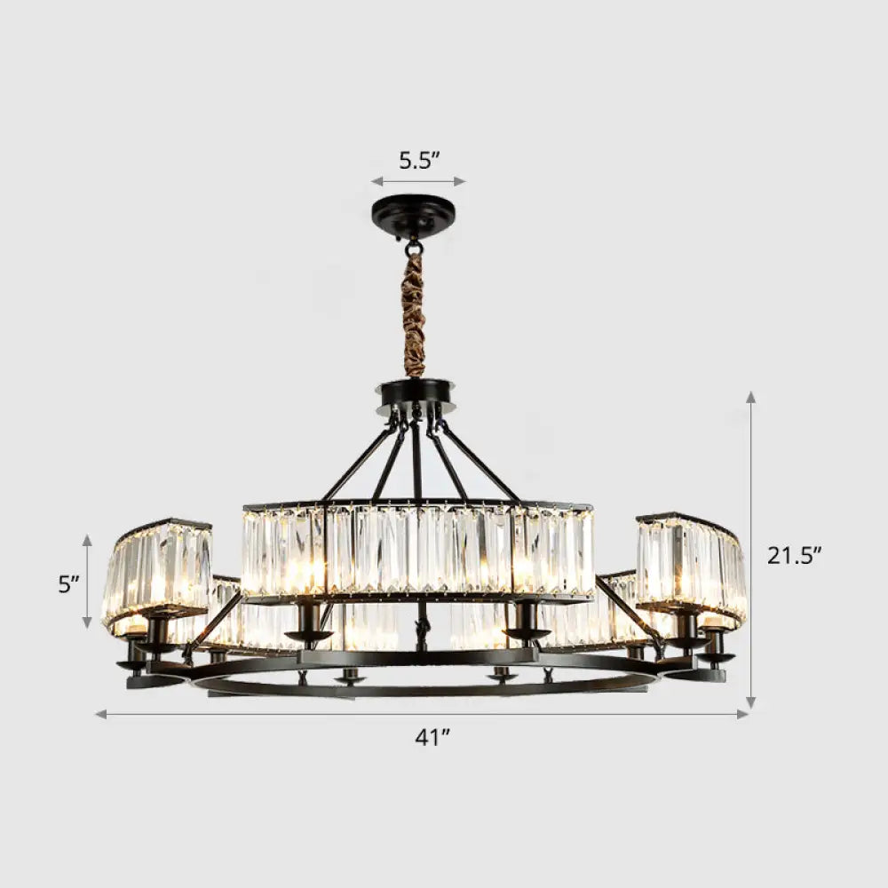 Prismatic Crystal Chandelier - Modern Suspension Lighting For Living Room 10 / Black