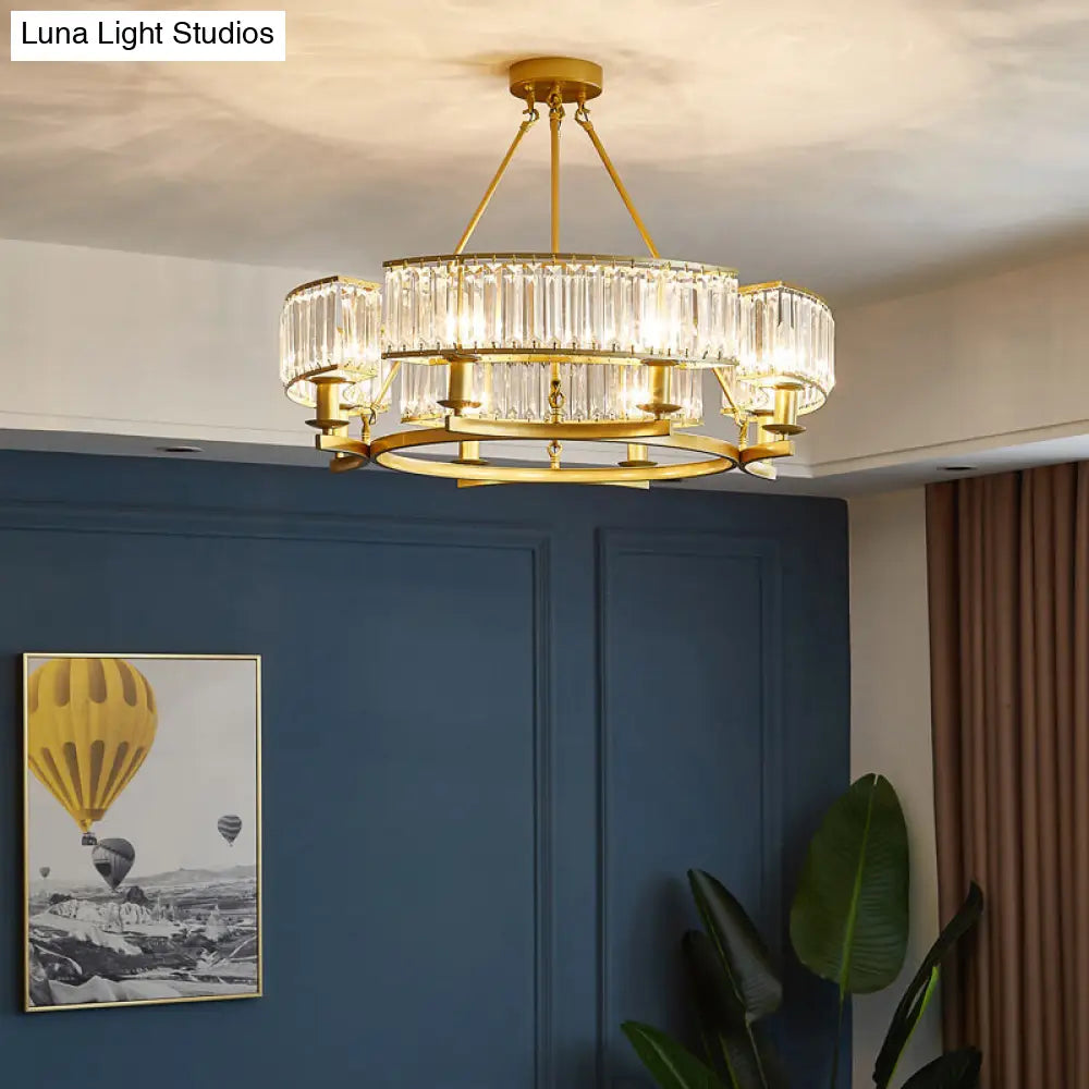 Prismatic Crystal Chandelier: Modern Suspension Lighting For Living Room