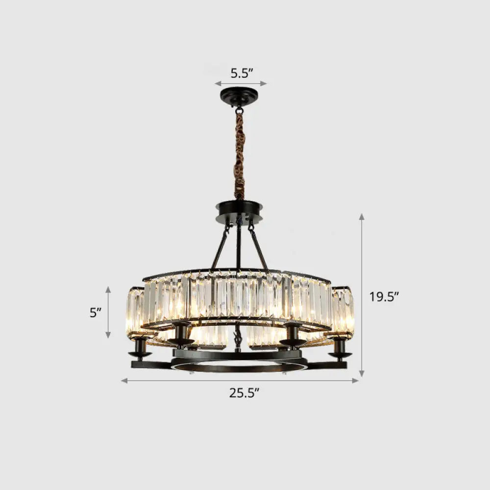 Prismatic Crystal Chandelier - Modern Suspension Lighting For Living Room 6 / Black