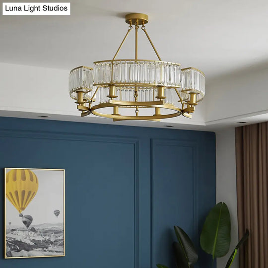 Prismatic Crystal Chandelier: Modern Suspension Lighting For Living Room