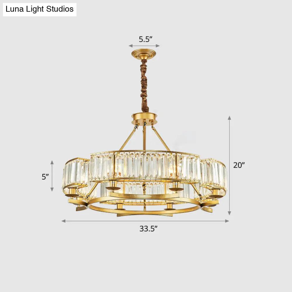 Prismatic Crystal Chandelier: Modern Suspension Lighting For Living Room 8 / Gold