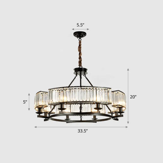 Prismatic Crystal Chandelier - Modern Suspension Lighting For Living Room 8 / Black