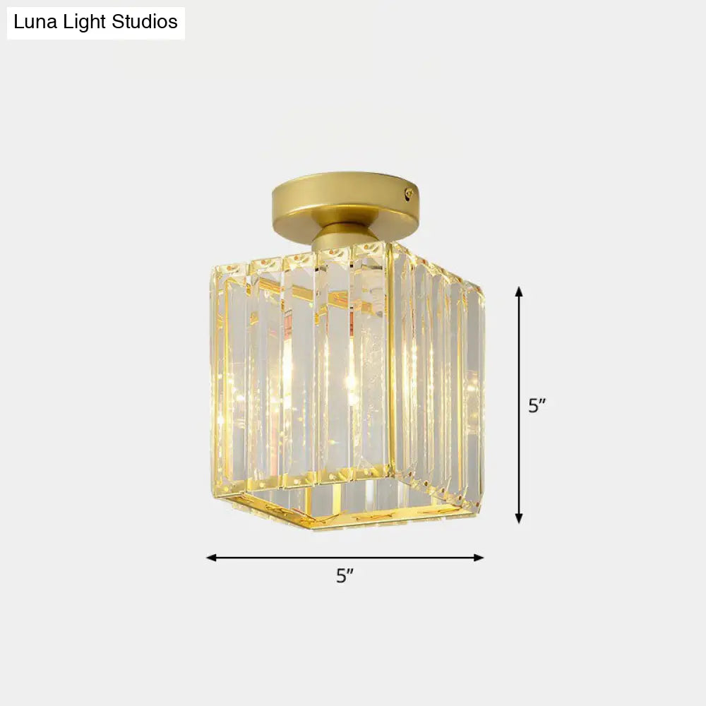 Prismatic Crystal Geometric Flush Mount Ceiling Light - Postmodern Style Gold / Square Plate