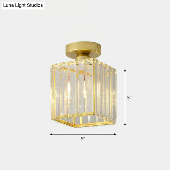 Prismatic Crystal Geometric Flush Mount Ceiling Light - Postmodern Style Gold / Square Plate