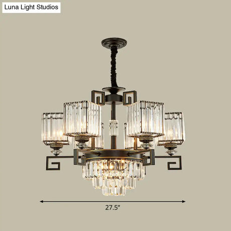 Prismatic Crystal Vintage Square Chandelier In Black - Ceiling Suspension Lamp
