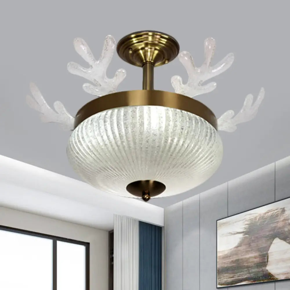 Prismatic Glass Ceiling Light - Nordic 8-Head Gold Antler Design