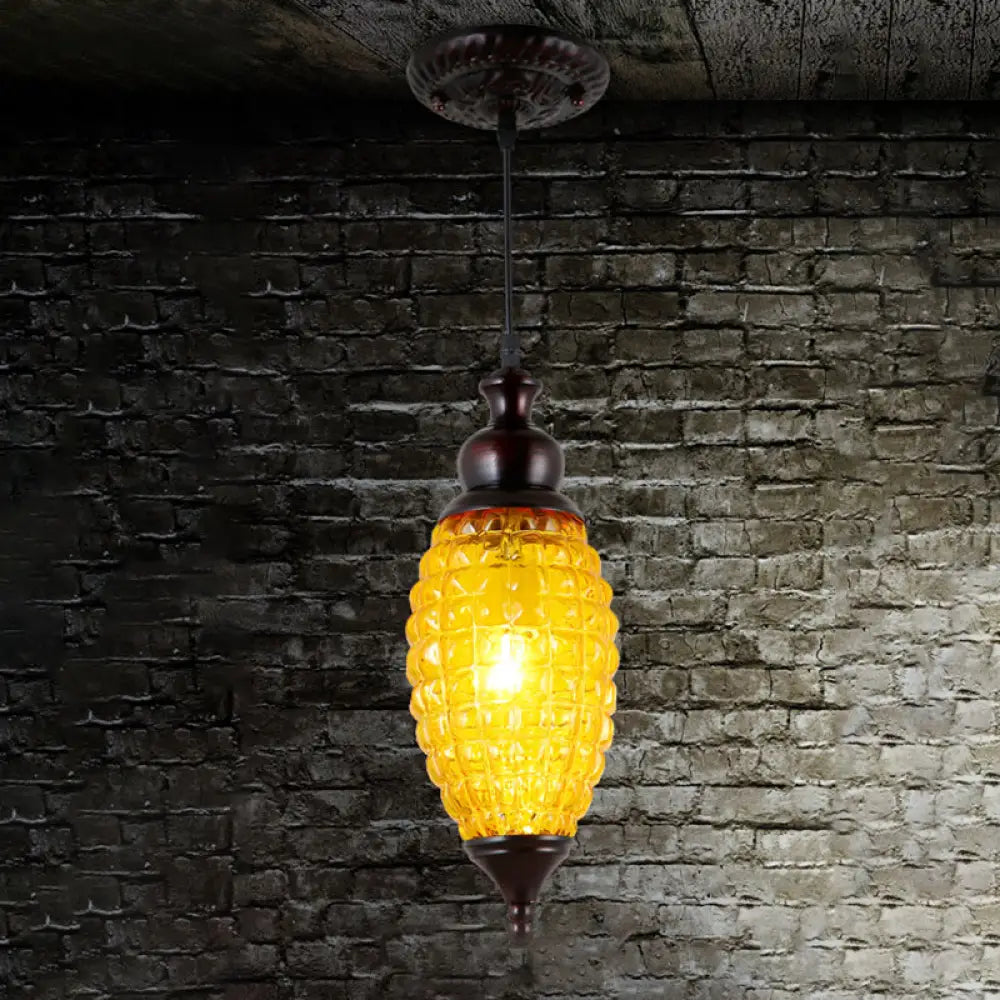 Prismatic Glass Drop Pendant Light - Elongated Pink/Yellow/Brown Ideal For Restaurants Yellow