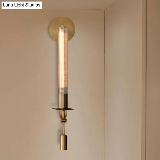 Prismatic Glass Led Bathroom Wall Lamp In Brass - Traditional Cylindrical Design