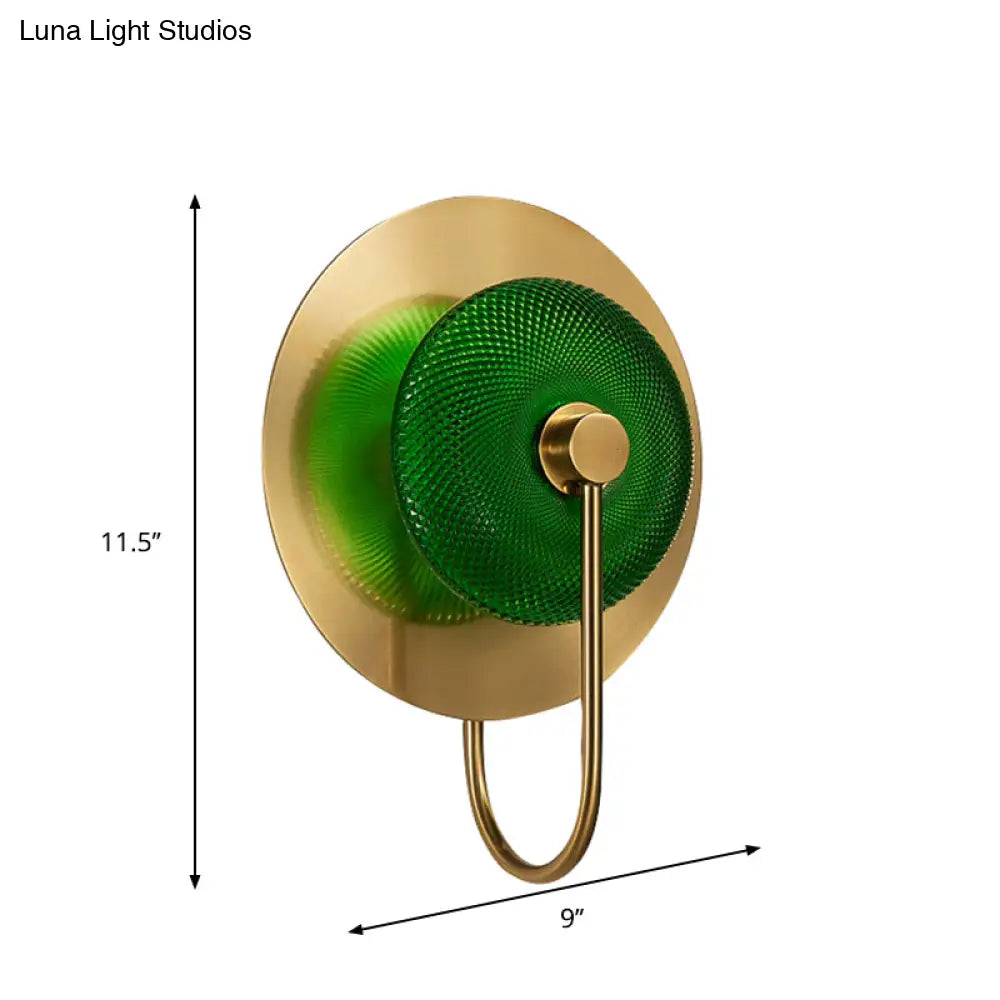 Prismatic Glass Wall Sconce: Bell Shape Post-Modern Brass Finish - Green/Clear