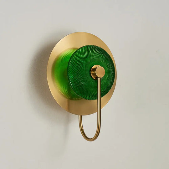 Prismatic Glass Wall Sconce: Bell Shape Post-Modern Brass Finish - Green/Clear Green