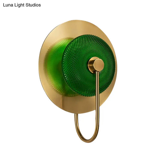 Prismatic Glass Wall Sconce: Bell Shape Post-Modern Brass Finish - Green/Clear