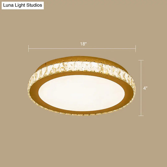 Prismatic K9 Crystal Ceiling Light: Elegant White Flush Mount Led For Bedroom