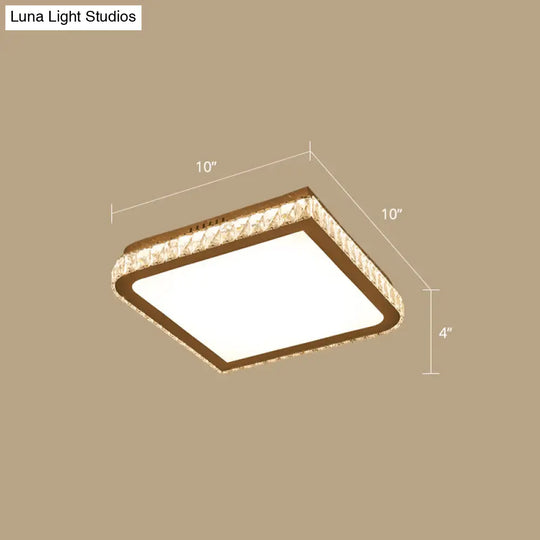 Prismatic K9 Crystal Ceiling Light: Elegant White Flush Mount Led For Bedroom