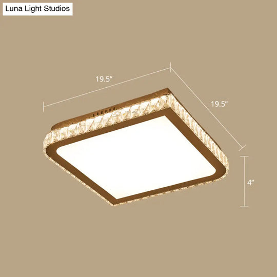 Prismatic K9 Crystal Ceiling Light: Elegant White Flush Mount Led For Bedroom