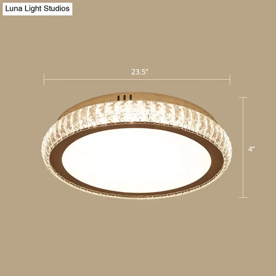 Prismatic K9 Crystal Ceiling Light: Elegant White Flush Mount Led For Bedroom