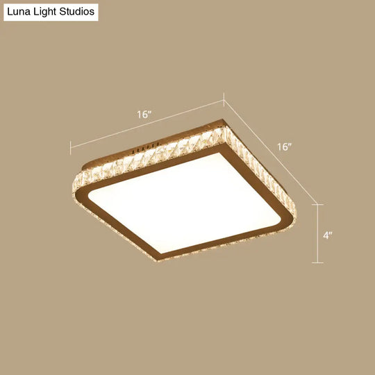 Prismatic K9 Crystal Ceiling Light: Elegant White Flush Mount Led For Bedroom