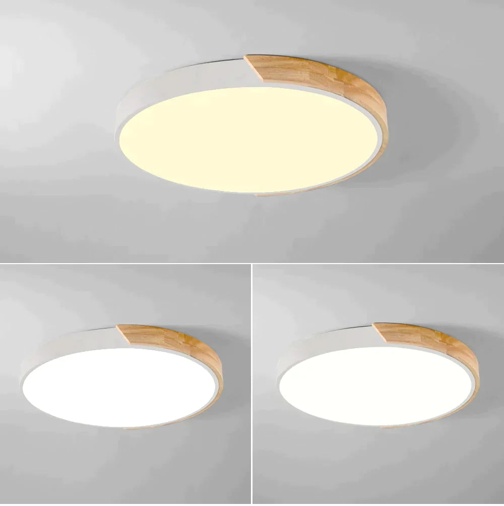 Colorful Nordic Wood Led Ceiling Lights White / 30Cm 18W Warm