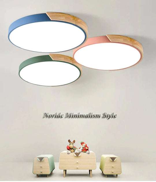 Nordic Oak App Dimmable Led Ceiling Lights Living Room Round Multicolor Alloy Led Ceiling Lamp Bedroom Led Ceiling Light Fixture