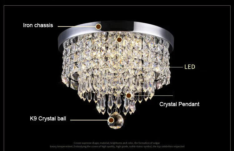 Modern Crystal LED Ceiling light Fixture For Indoor Lamp lamparas de techo Surface Mounting Ceiling Lamp For Bedroom Dining Room