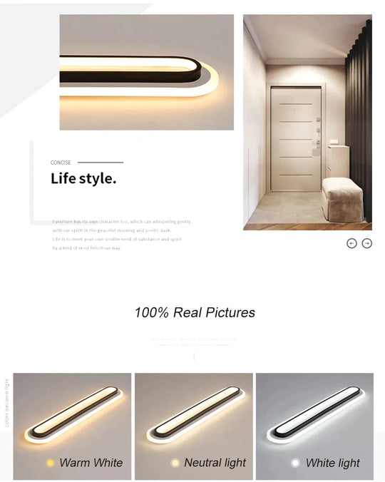 Modern Led Ceiling Lights For Living Room Bedroom Study Corridor White Black Color Surface Mounted