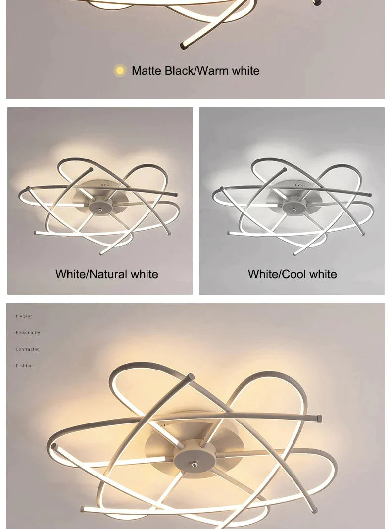 Matte Grey/Black Modern Led Ceiling Lights For Living Room Bedroom Study Rc Dimmable Lamp