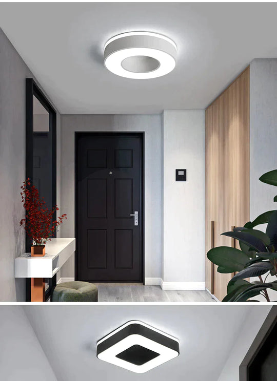 Diameter 240Mm Modern Led Chandelier For Holly Aisle Corridor Bedroom Black Or White