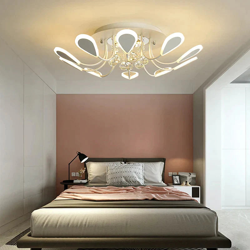 Crystal Modern Led Ceiling Lighst For Living Room Bedroom Study White/Black Color Lamp Plafond White