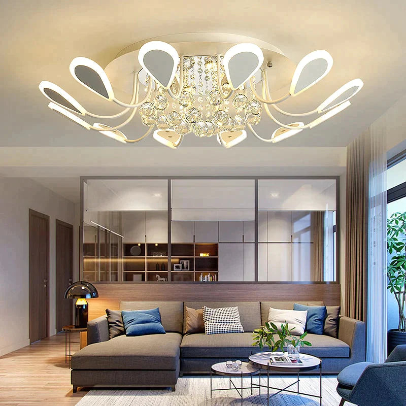 Crystal Modern Led Ceiling Lighst For Living Room Bedroom Study White/Black Color Lamp Plafond