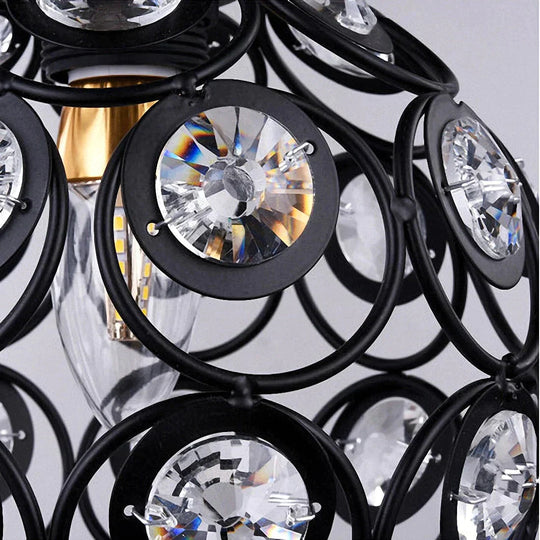E27 Black Creative Crystal Minimalist Ceiling Light Single Wall Lamp Bedroom European Iron La