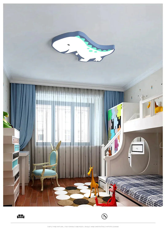 Novelty Dinosaur Led Ceiling Lights Iron Modern Lovely Children Baby Kids Bedroom Light Fixtures