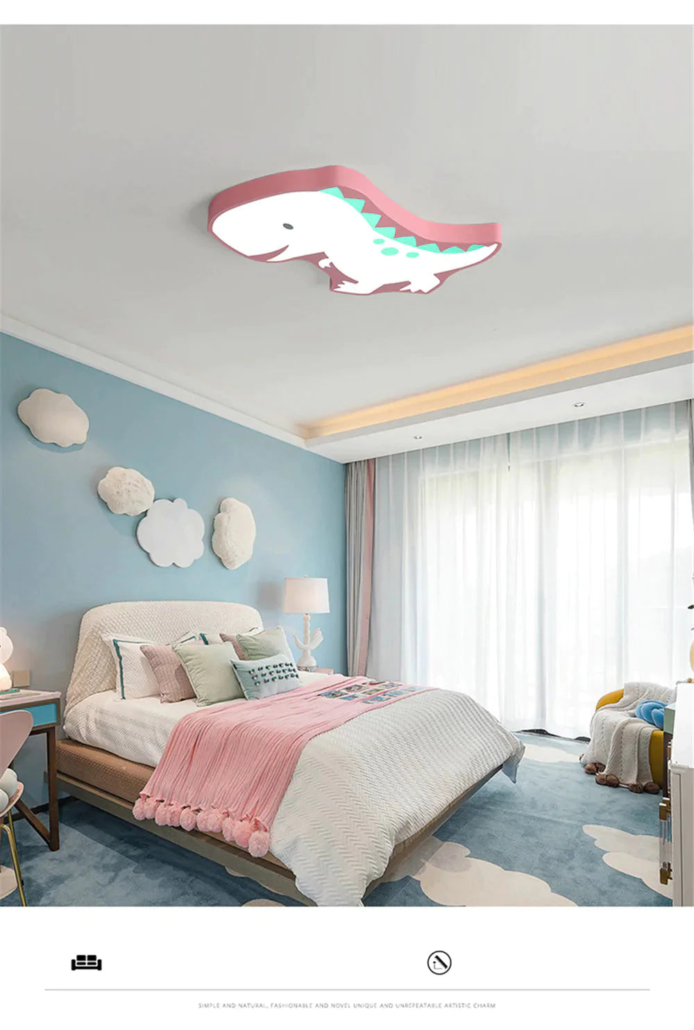 Novelty Dinosaur LED Ceiling Lights Iron Modern Lovely Children Baby Kids Bedroom Light Fixtures Colorful Lighting