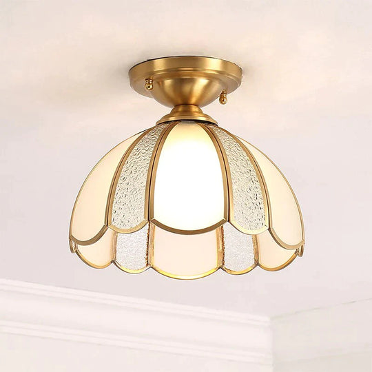 Modern Ceiling Lights Foyer Copper Ceiling Lamp Corridor  Led Lamp Glass Lampshade Dining Ceiling Lamps Bedroom Brass Fixtures