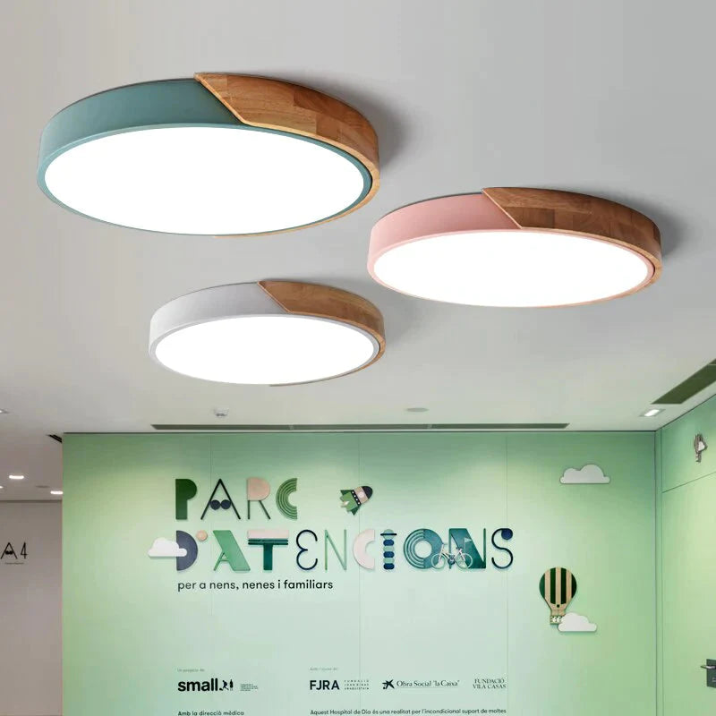 Modern LED Ceiling Light Macarons Colorful Indoor Lamp Wood Ironware Acrylic Kitchen Bedroom Foyer Decoration Lighting Fixture