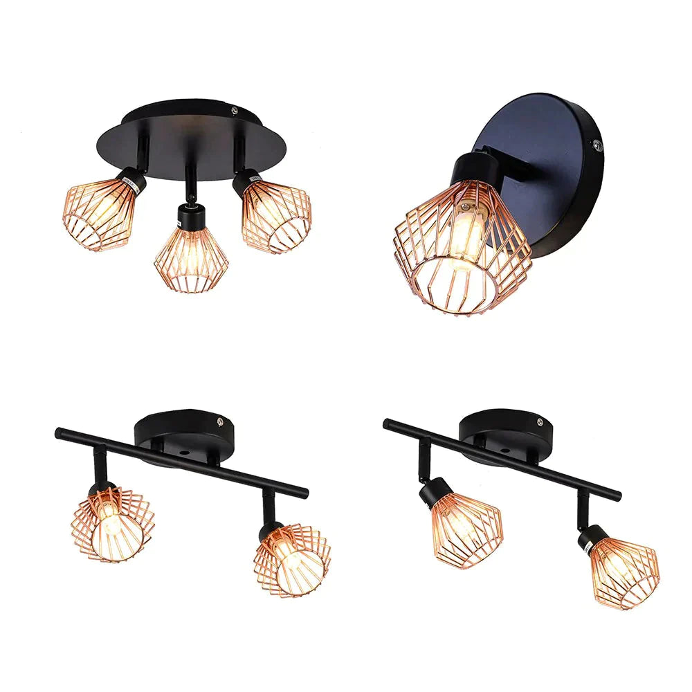 Rotatable Black Ceiling Lamp Lighting With Creative Cage Angle Adjustable G9 Lights Bulb For Store