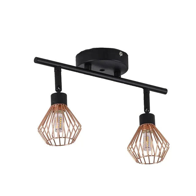 Rotatable Black Ceiling Lamp Lighting With Creative Cage Angle Adjustable G9 Lights Bulb For Store