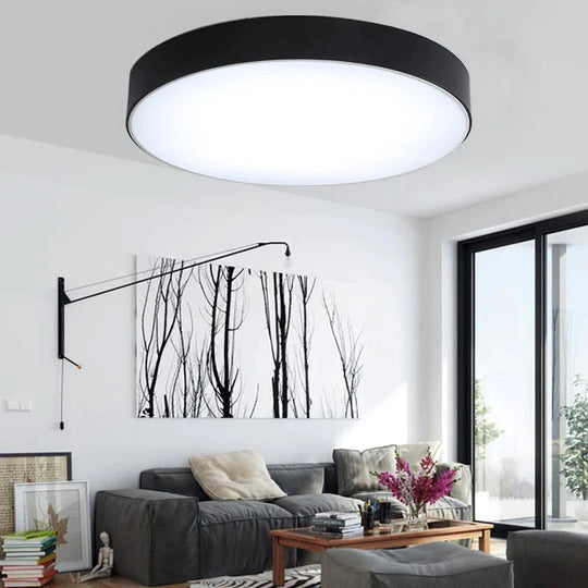 Modern Iron Round Black White LED Ceiling Lights for Living Room Bedroom Indoor Ceiling Lamps