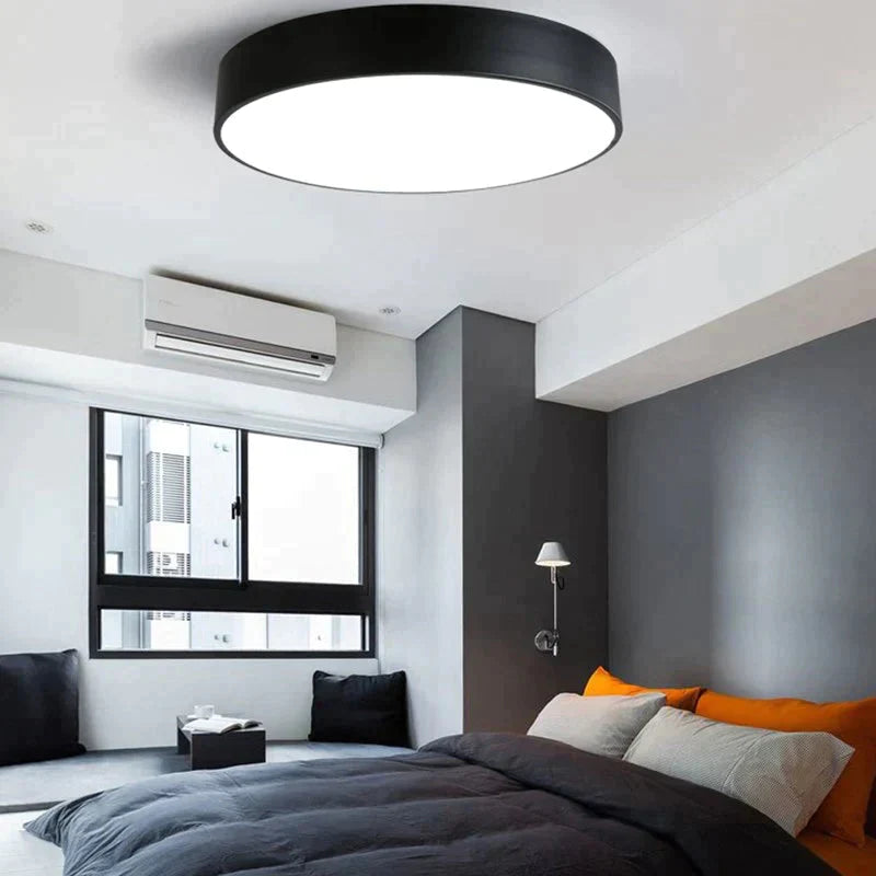 Modern Iron Round Black White Led Ceiling Lights For Living Room Bedroom Indoor Lamps Black /
