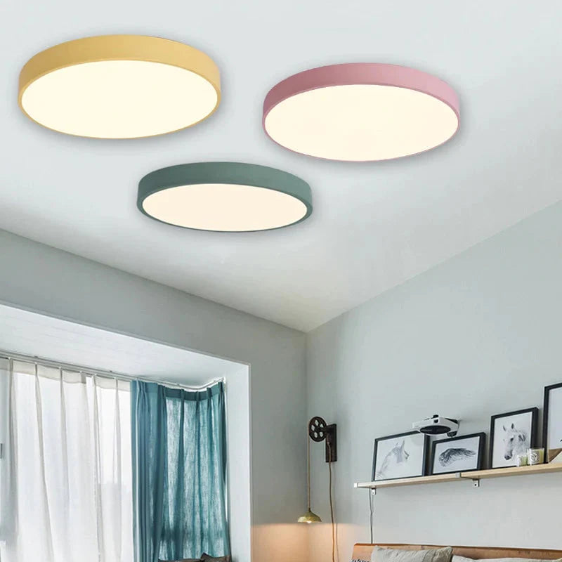 Modern Colorful Macaron Round LED Ceiling Light Kids Room Light Lamparas De Techo Lustre LED Lamp