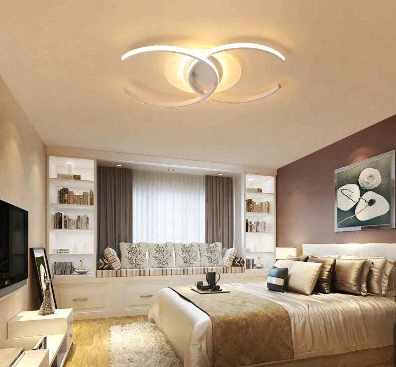 New Dimming Ceiling Lights For Living Study Room Bedroom Home Dec Plafond Iron Shape Modern Led Lamp