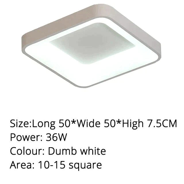 Modern Square/Round Ceiling Lights For Living Room Bedroom Dining White Color Frame Lamp Fixtures