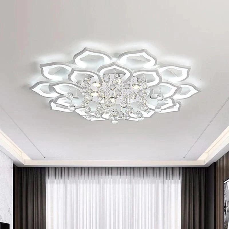 Modern LED Ceiling Lights Fixtures For Living Room White K9 Crystal Home Bedroom Lamp With Remote Control Dimmable Plafon Lustre